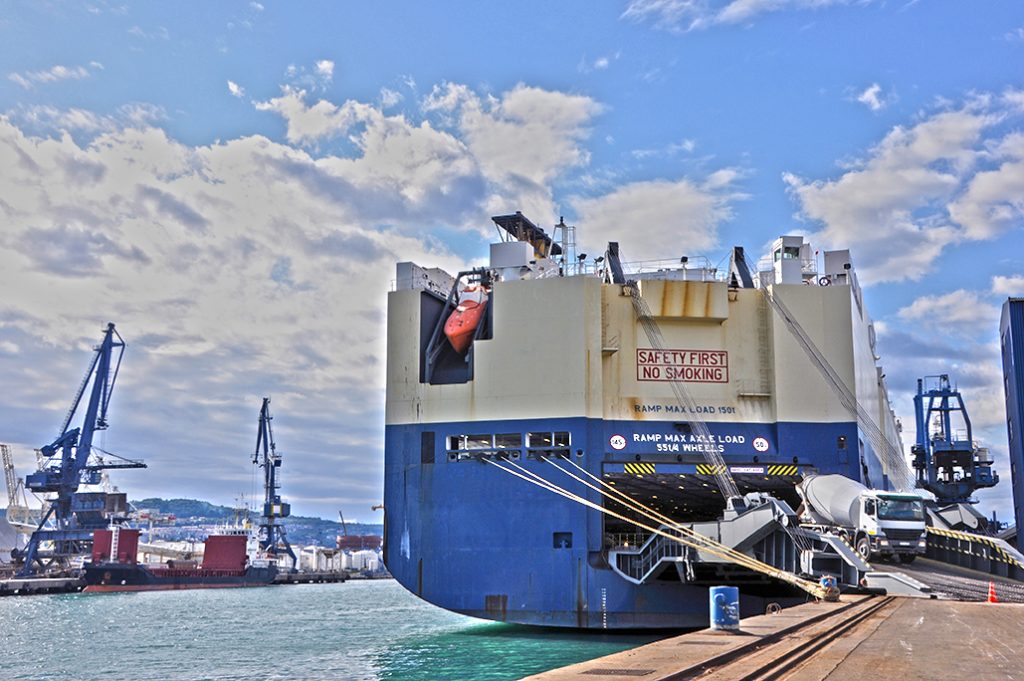 Ship under loading in port Roro Services - Ship unloading roro