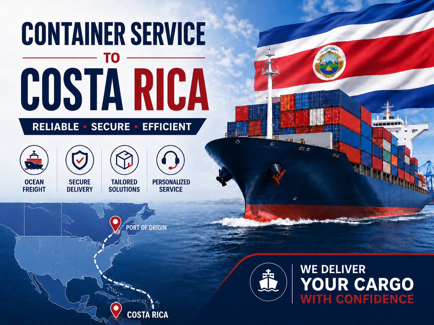 Containers to Costa Rica - reliable ocean freight by Cargomax